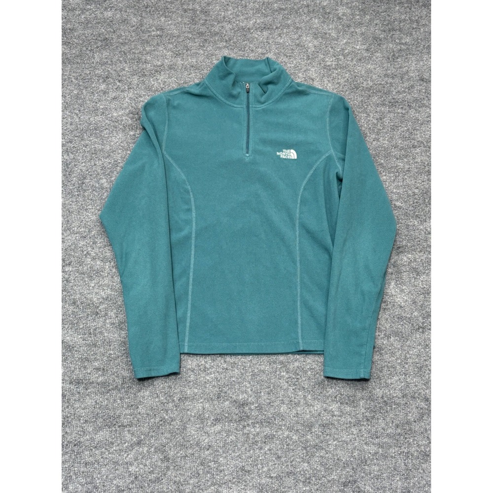 The North Face Womens TKA 100 Quarter‎ Zip Fleece Pullover Teal Green Medium